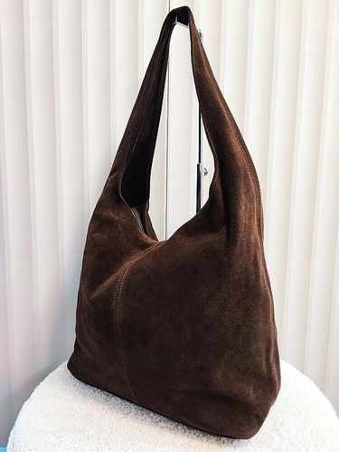 Laura Biaggi torebka shopper worek skóra naturalna zamszowa brązowa na Arena.pl