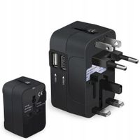 PRZEJŚCIÓWKA ADAPTER GNIAZDKA USB USA UK EU ŚWIAT