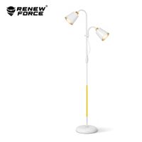 Lampa Stojąca PODŁOGOWA Biała Regulowana ZŁOTA 190cm 2 LAMPY E27 LED KLOSZE