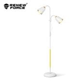 Lampa Stojąca PODŁOGOWA Biała Regulowana ZŁOTA 190cm 2 LAMPY E27 LED KLOSZE
