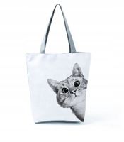 TORBA DAMSKA NA RAMIĘ DUŻA NA ZAMEK Z KOTKIEM