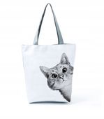 TORBA DAMSKA NA RAMIĘ DUŻA NA ZAMEK Z KOTKIEM