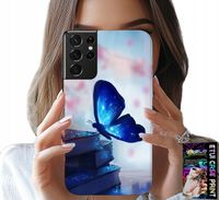 ETUI DO SAMSUNG GALAXY S21 Ultra - NIEBIESKI MOTYLEK, MOTYL, DAMSKIE WZORY