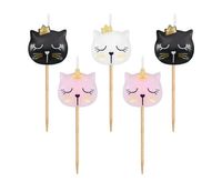 Świeczki pikery Kotki z koroną, 5 szt.