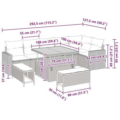 Zestaw Sof na Ogród 9 pcs Czarny polirattan na Arena.pl