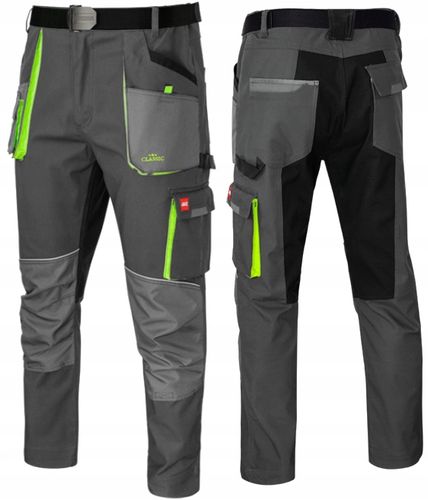 ELASTYCZNE SPODNIE ROBOCZE MĘSKIE WZMACNIANE DO PASA STRETCH SLIM na Arena.pl