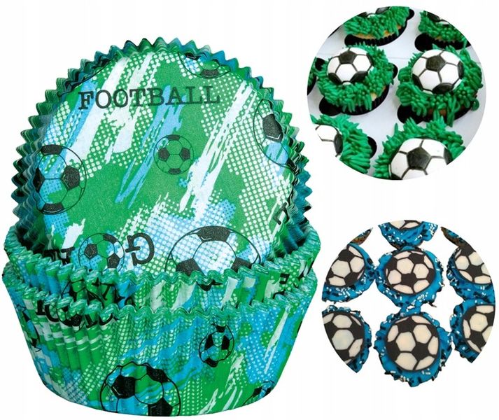 PAPILOTKI DO MUFFINEK foremki na babeczki DEKORACJE urodziny PIŁKA NOŻNA zdjęcie 1