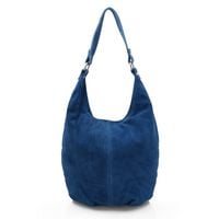 VERA PELLE torebka skórzana zamszowa worek na ramię V058 c.jeansowa