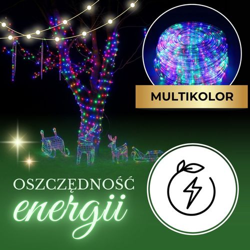 Wąż świetlny 480 Led multikolor 20m z programatorem IP44 na Arena.pl