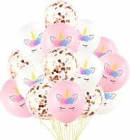 Zestaw Balonów Urodziny 15Szt Jednorożec Konfetti