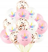 Zestaw Balonów Urodziny 15Szt Jednorożec Konfetti