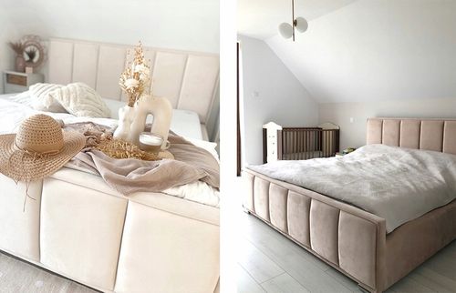 Łóżko 160x200 2 Zagłowia Panele Fancy Sypialnia_pl + POJEMNIK + STELAŻ na Arena.pl