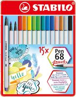 MARKER PEN 68 BRUSH 15SZT STABILO 568/15-32 ETUI METALOWE