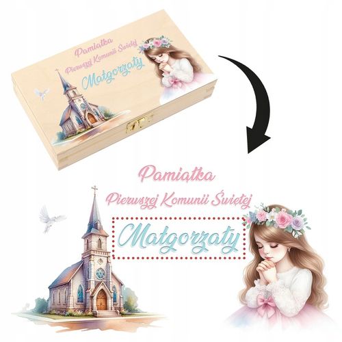 Pamiątka Pierwszej Komunii Świętej Prezent na Komunię Pudełko na pieniądze na Arena.pl