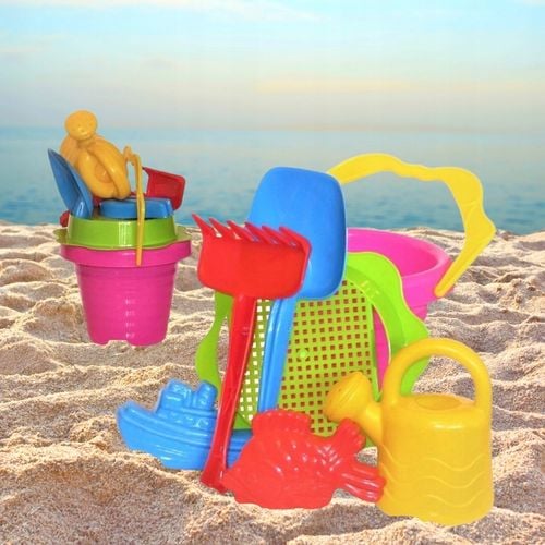 Zestaw zabawek do piasku piaskownicy na plaże wiaderko duże konewka na Arena.pl