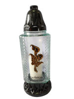 Znicz szklany "Kochanym Rodzicom"  z złotą kalią