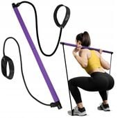 KIJ DRĄŻEK TRENINGOWY Z EKSPANDERAMI DO PILATESU FITNESSU GUMY OBCIĄŻENIE