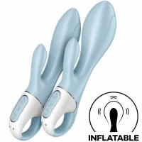 satisfyer air pump bunny 1 - niebieska maszyna intymna z funkcją nadmuchu