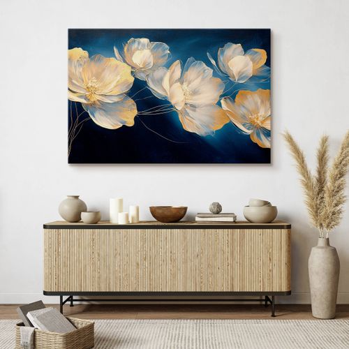 Obraz Do Salonu Sypialni Kremowe Kwiaty Glamour Abstrakcja 40cm x 30cm na Arena.pl