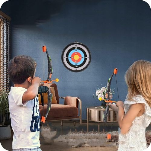 ŁUK DLA DZIECI ZESTAW Z TARCZĄ STRZAŁAMI KOŁCZANEM BEZPIECZNY ŚWIECĄCY DUŻY na Arena.pl