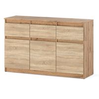 Komoda Drewniana 3 Szuflady 120cm Nowoczesna Duża Szafka Dąb Wotan Sonoma