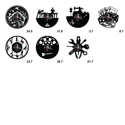 Zegar Ścienny z płyty winylowej na lustrze HOBBY 23 wzory 59x29cm na Arena.pl