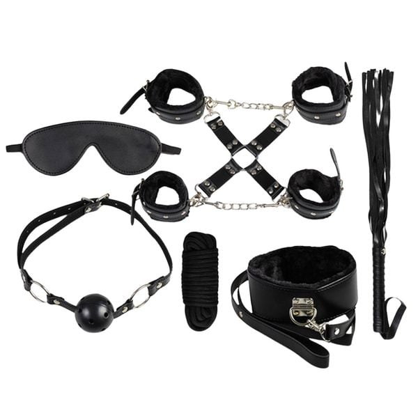 Zestaw BDSM Secret Play czarny 8 elementów zdjęcie 1