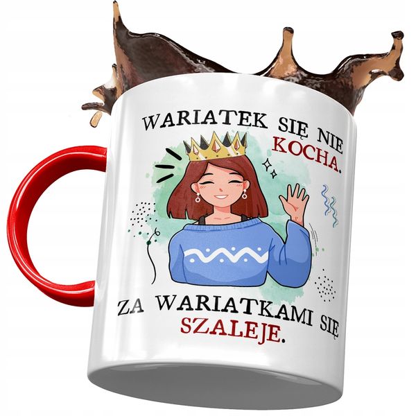 Kubek Czerwony Śmieszny Wariatek Się Nie Kocha Z Nadrukiem Ze Zdjęciem zdjęcie 1