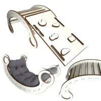 Drewniany Bujak Montessori + Poduszka Sz + Ścianka