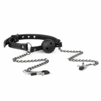 easytoys open ball gag black z regulowanymi zaciskami, 4,3 cm