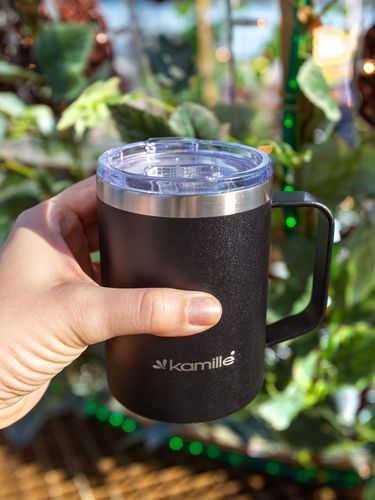 KUBEK TERMICZNY stalowy TERMOS do kawy herbaty z uchwytem KAMILLE 360ml na Arena.pl