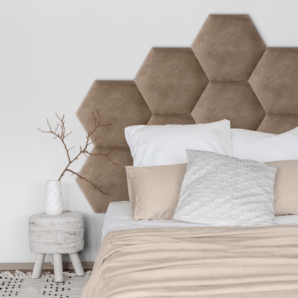 PANELE TAPICEROWANE PLASTER MIODU Heksagon BEŻOWY 35cm x 40cm zdjęcie 7