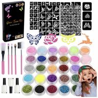 TATUAŻE SZABLONY BROKATY ZESTAW DO ROBIENIA TATUAŻY BROKATOWE ZMYWALNE