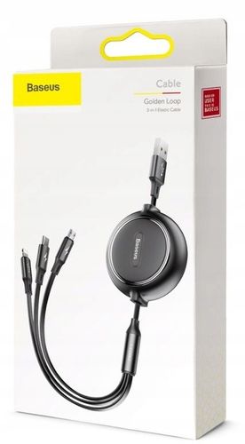 Kabel Zwijany USB 3 w 1 Lightning do iPhone Micro USB, USB-C 1,2m na Arena.pl