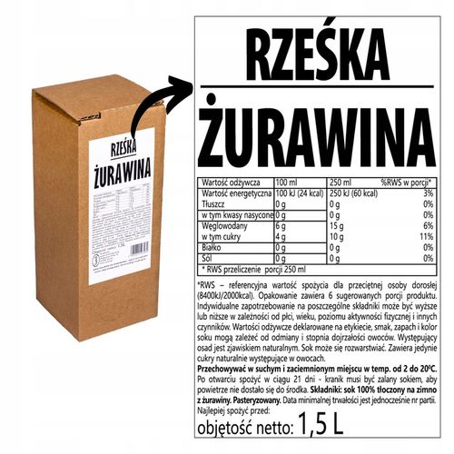 sok z żurawiny 100% żurawinowy żurawina NFC 1,5L bez chemii prozdrowotny na Arena.pl