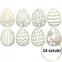 ZESTAW 24 DREWNIANYCH JAJ WIELKANOCNYCH DO OZDOBY - DIY - EKO