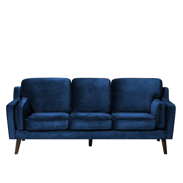 Sofa 3-osobowa welurowa niebieska LOKKA zdjęcie 1