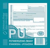 DRUK POTWIERDZENIE ZMIANY STANOWISKA  UPOSAŻENIA TYP 560-4