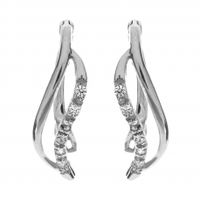 KOLCZYKI SREBRNE FALA Z CYRKONIAMI NA BIGLU SREBRO PRÓBY 925