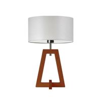 Lampka CLIO abażur jasny szary stelaż mahoniowy