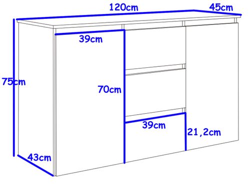 KOMODA MEGAN K3 BIAŁA na ubrania do salonu przedpokoju sypialni na Arena.pl