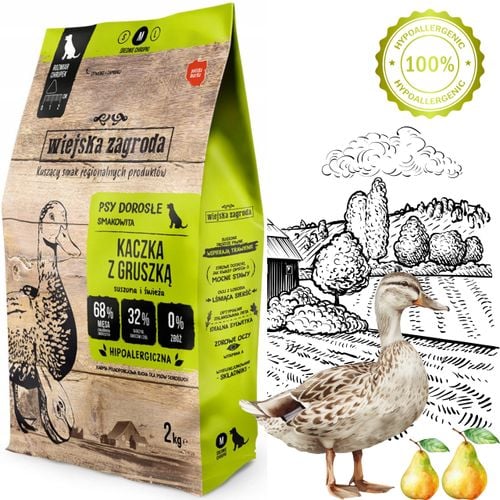 sucha karma dla psa kaczka z gruszką m 2kg wiejska zagroda hipoalergiczna na Arena.pl