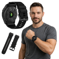 Pasek do Garmin Fenix 5 6 7 8 47mm Pro nylon czarny opaska Quickfit 22mm