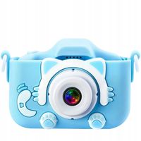 Aparat Cyfrowy fotograficzny dla dzieci Kotek Niebieski Karta Pamięci 32 GB