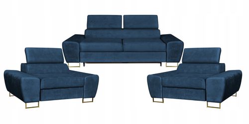 Zestaw mebli wypoczynkowych salon Bosso Sofa 2os fotele granat Family Meble na Arena.pl