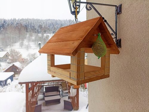 FAJNY karmnik dla ptaków domek karmnik dekoracja ogrodu 27/30/28 budka na Arena.pl