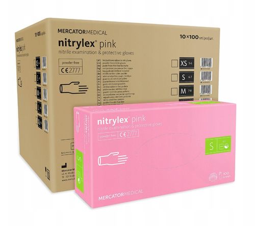 Rękawice nitrylowe nitrylex pink S 10 karton x 100 szt na Arena.pl