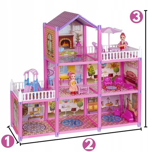 Domek dla Lalek 2 Laleczki 3 Piętra Mebelki Do Zestawu Dla Dzieci Akcesoria na Arena.pl