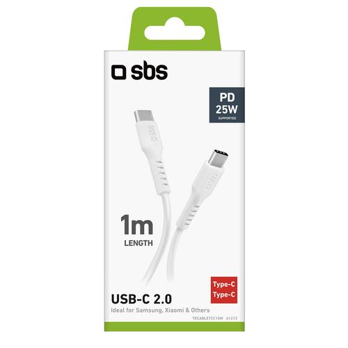 Kabel przewód USB-C PD 25W 1 m - biały na Arena.pl
