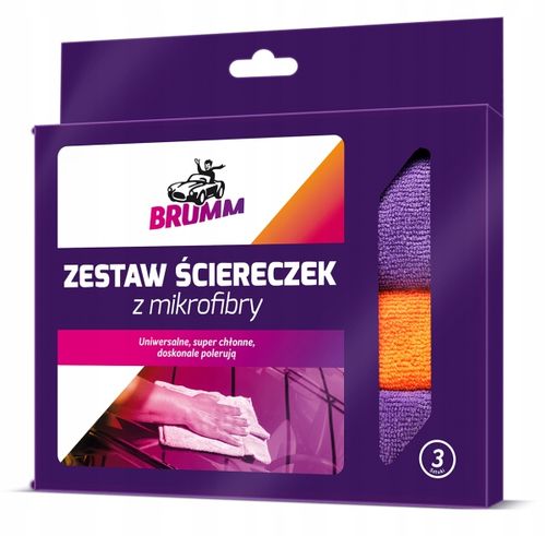 MIKROFIBRA BRUMM ZESTAW ŚCIERECZEK Z MIKROFIBRY 3 szt UNIWERSALNE na Arena.pl
